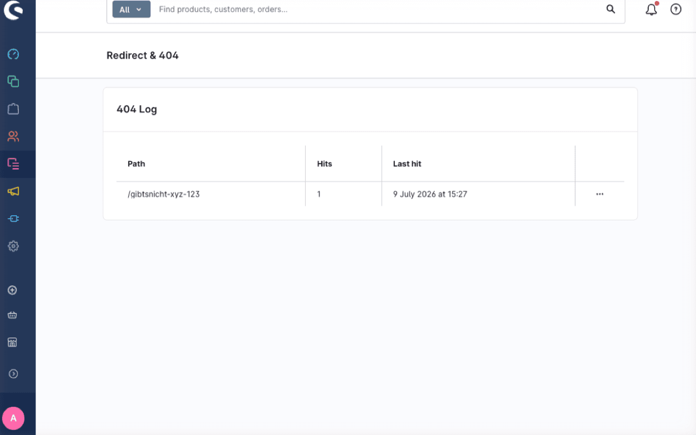 Redirect & 404 Manager – 404-Log mit protokollierten Pfaden, sortiert nach Häufigkeit